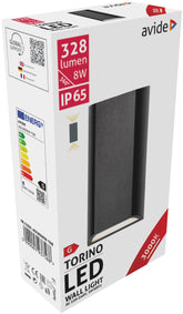 Avide Επιτοίχιο Φωτιστικό Εξωτερικού Χώρου Torino 2 Way LED 8W Θερμό 3000K IP65